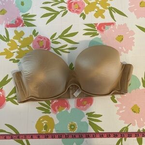 Cacique 44DD  Tan Wired Strapless Padded push-up bra